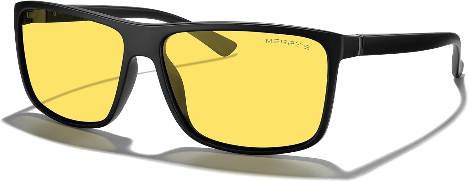 

Прямоугольные поляризованные спортивные солнцезащитные очки MERRY'S для мужчин и женщин, для езды на велосипеде, вождения, рыбалки, с защитой UV400, модель S8225, Matte Black Frame/Gray Metal/Night Vision Lens