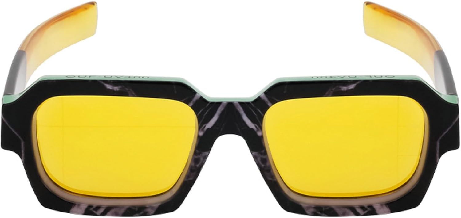 

Маленькие квадратные солнцезащитные очки в стиле панк для мужчин, роскошные ретро-очки прямоугольной формы для женщин, толстая оправа, модные солнцезащитные очки mincl, Yellow