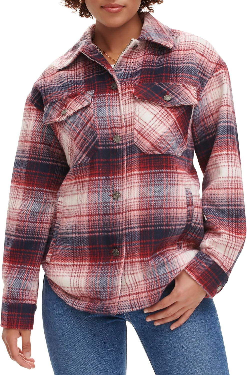 

Levi's Женская повседневная рубашка-куртка, Burgundy Plaid