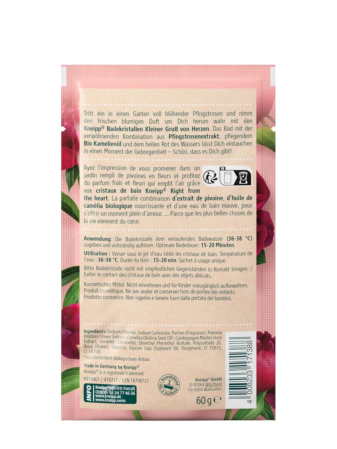 Кристаллы для ванны Kneipp Small Greeting from the Heart с экстрактом пиона и маслом камелии, 12 x 60 г Kneipp — фото 3