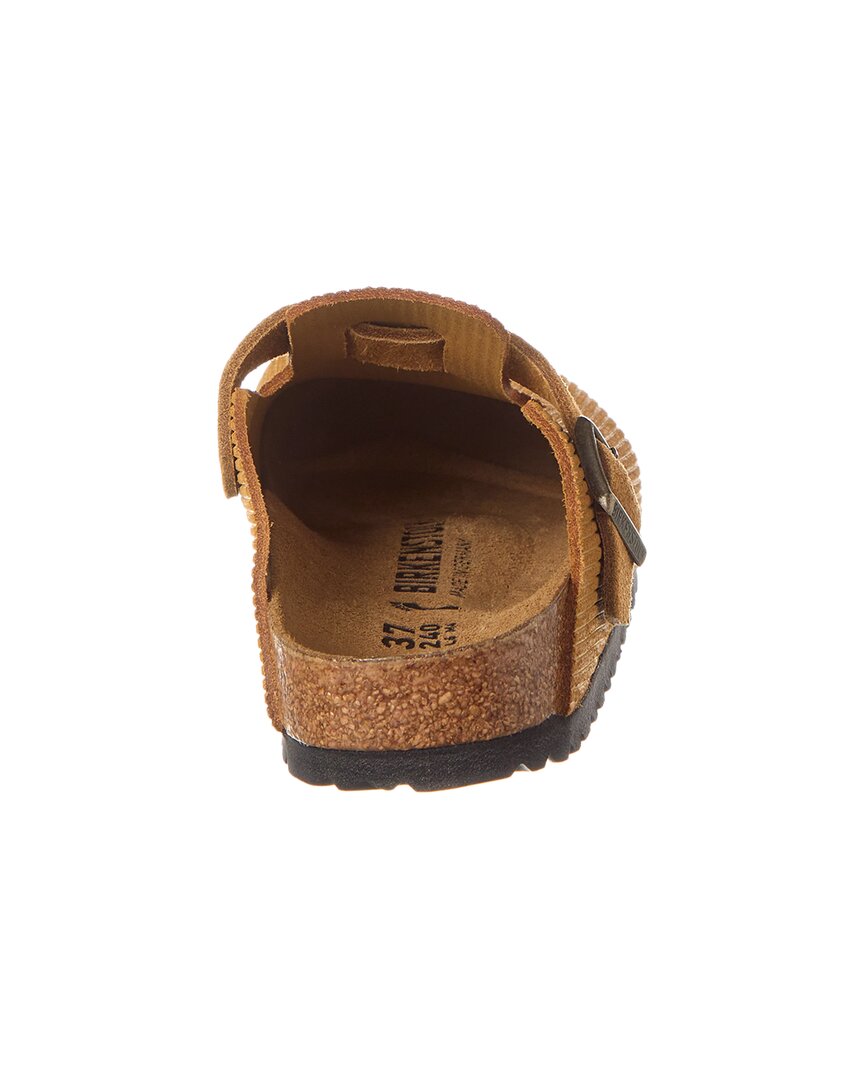 Узкие замшевые сабо Birkenstock Boston, бежевый — фото 3