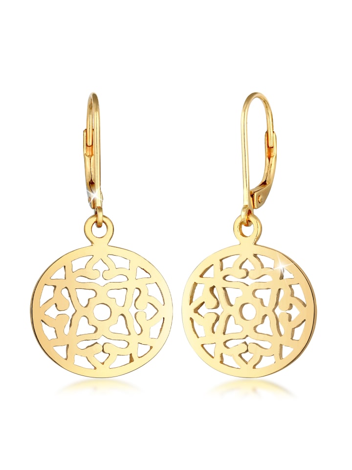 

Elli Серьги в стиле бохо из серебра 925 пробы с золотым орнаментом