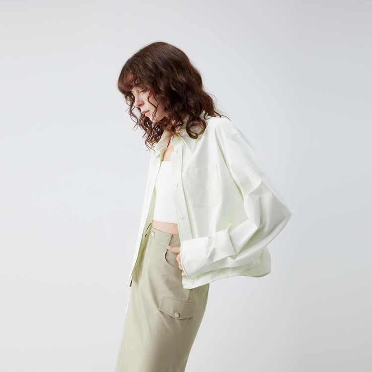 

ELLE Рубашка Women's Light Green Lapel Moderate