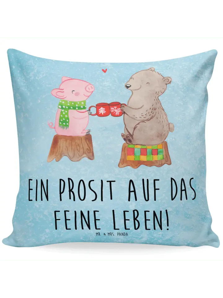 

Подушка Mr & Mrs Panda 40x40 Glühschwein Sause, цвет eisblau