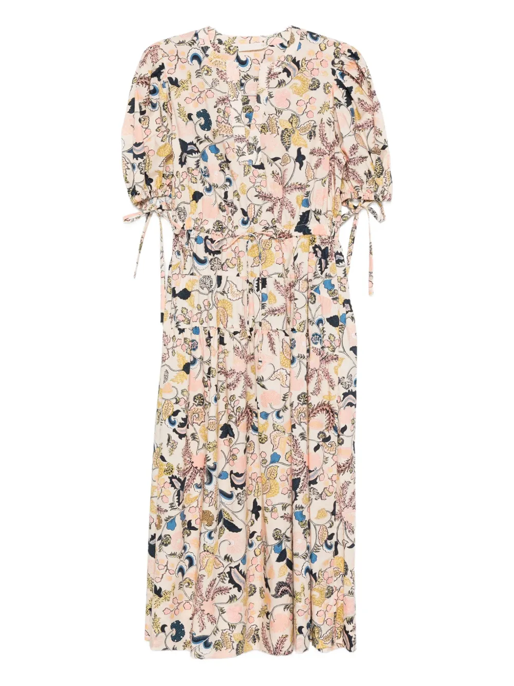 

Платье миди с цветочным принтом и рукавами-фонариками Ulla Johnson, нейтральный