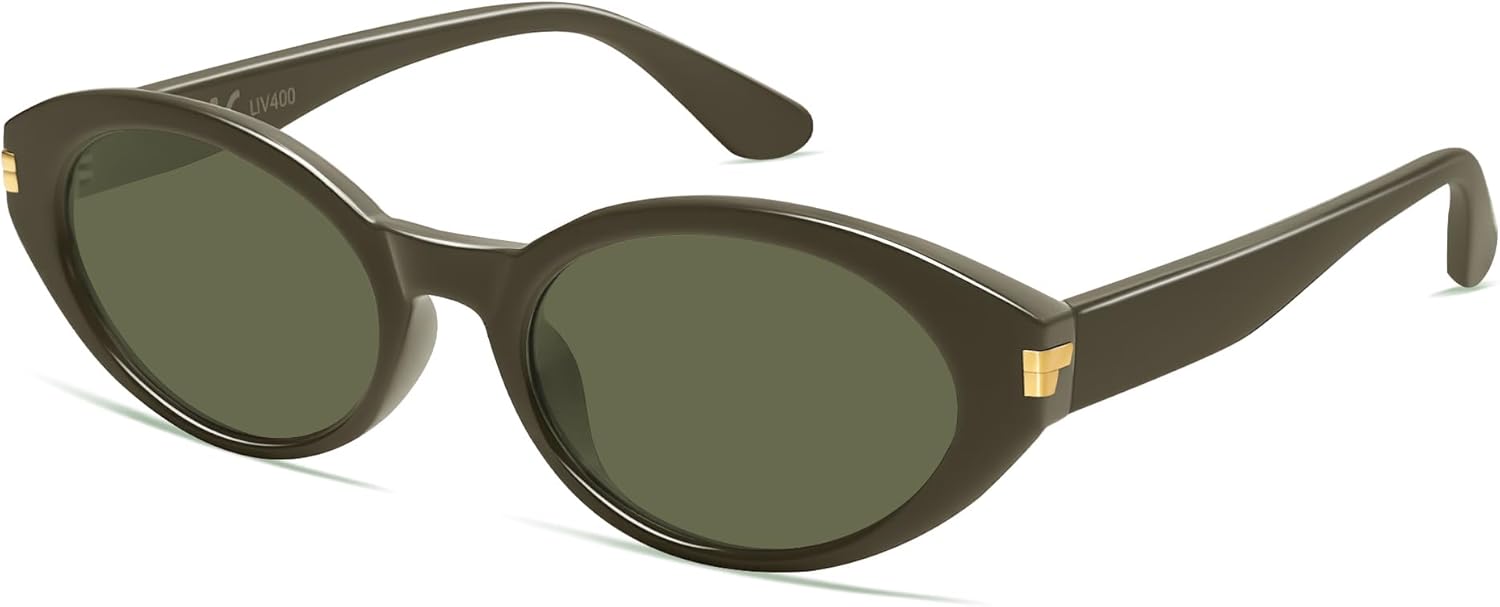 

Поляризованные ретро-солнцезащитные очки VANLINKER овальной формы для женщин и мужчин с маленьким лицом, винтажные очки 90-х годов VL9850, C9-polarized Light Green Lens/Dark Green Frame