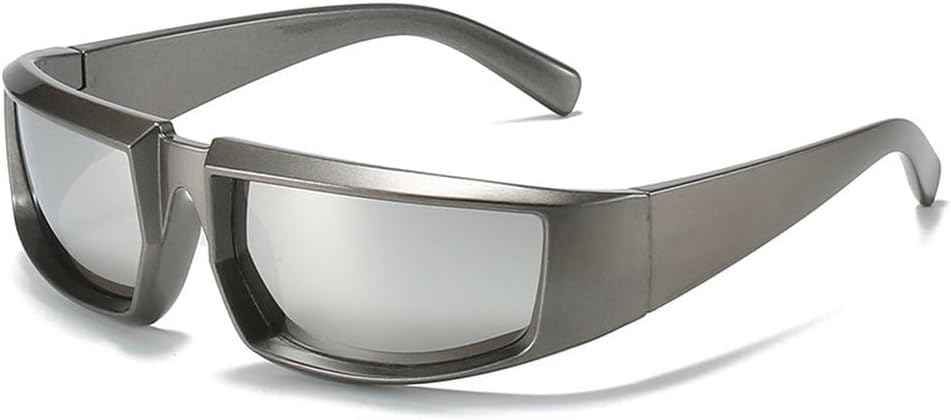 

Ретро-панк женские солнцезащитные очки, модные разноцветные зеркальные очки с защитой от УФ-излучения UV400, мужские очки для активного отдыха и вождения SKFGNX, Gun Silver Mirror