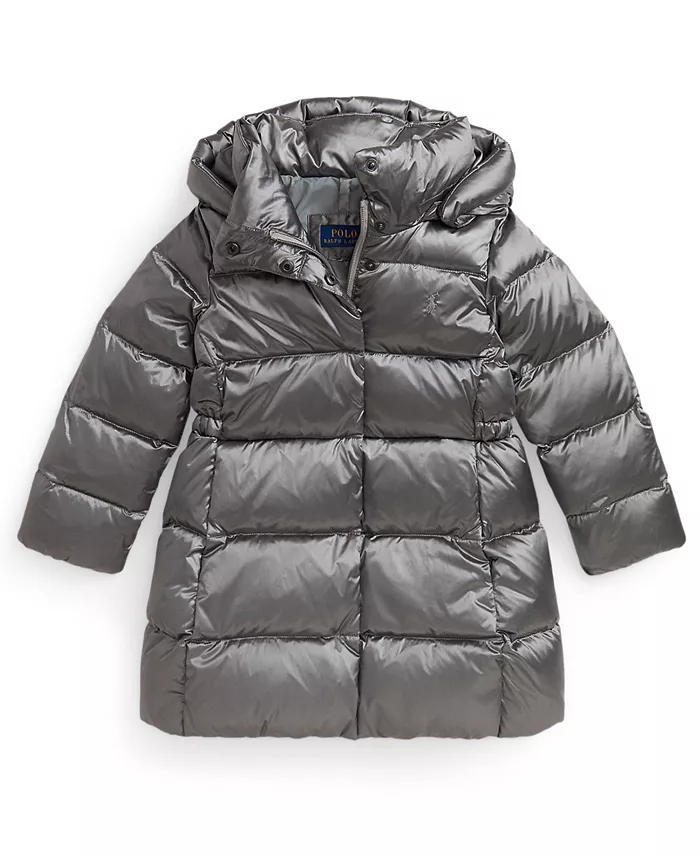 

Детская удлиненная куртка с капюшоном для девочек размеров 2T-6X Polo Ralph Lauren, серый