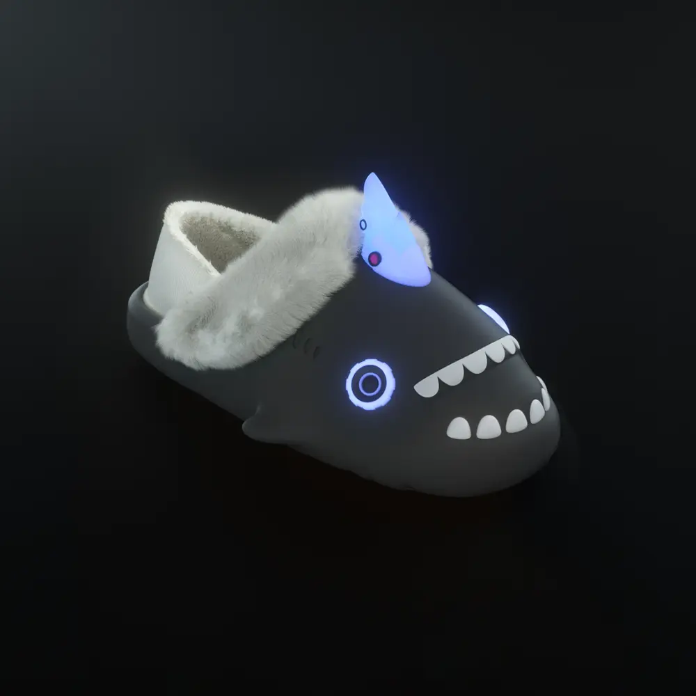 HelloSlippers Акульи зимние шарки в стиле киберпанк, закрытые тапочки на каблуке унисекс розовые, цвет Pink — фото 4