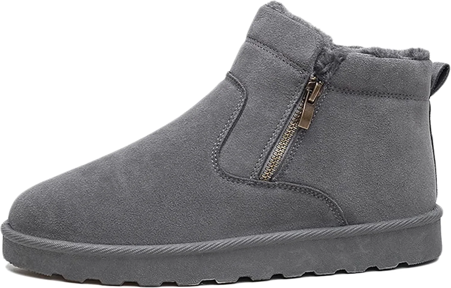 

Мужские зимние сапоги Yiozoi для снега, ветрозащитные, высокие, для прогулок на открытом воздухе, на шнуровке, с боковой молнией, нескользящие, удобные, повседневные, теплые, до щиколотки, серый