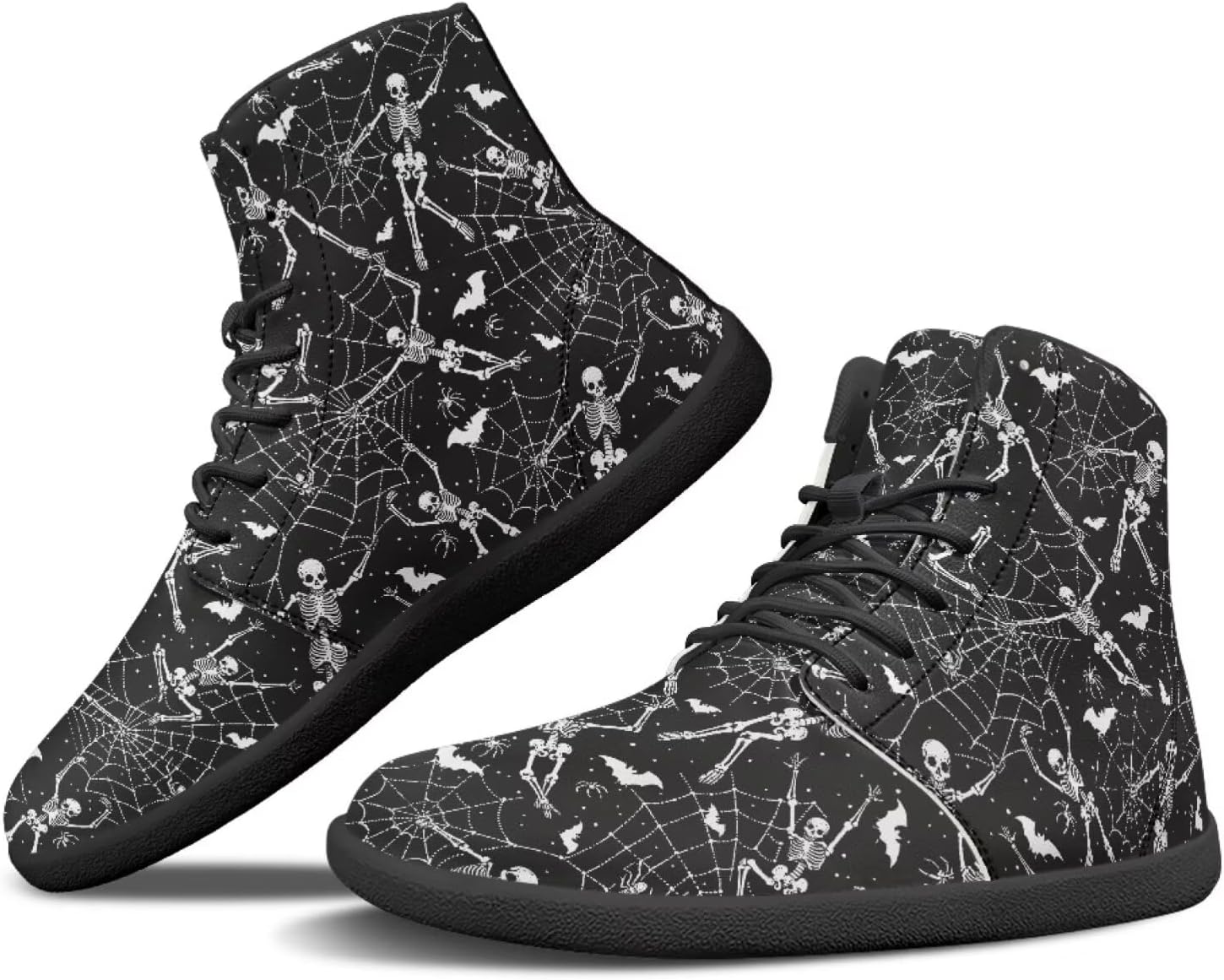 

Мужские высокие зимние ботинки Binienty Barefoot Zero Drop для походов, водонепроницаемые, из искусственной кожи, Spider Web Bat Skeleton