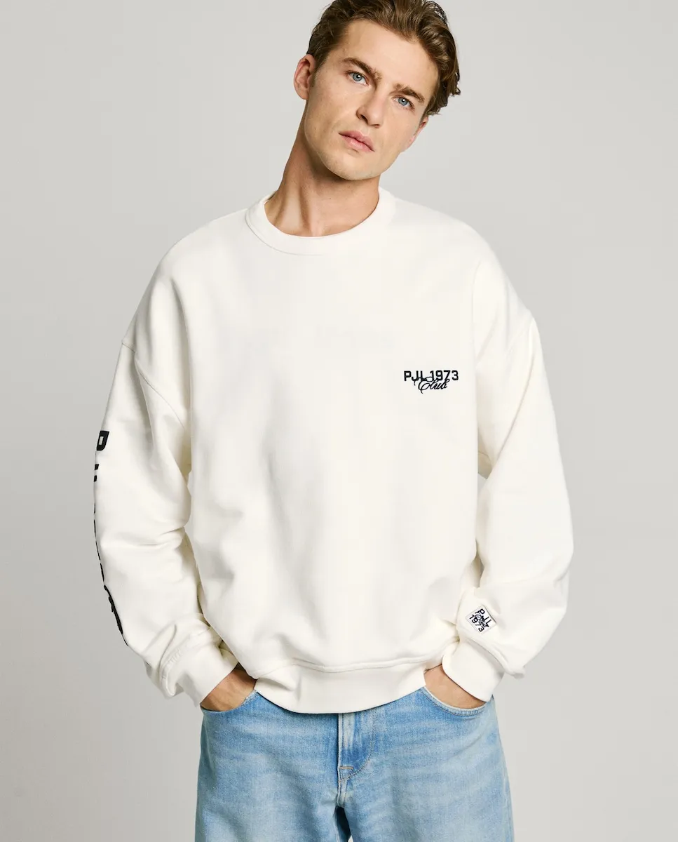 

Мужская толстовка с круглым вырезом и принтом логотипа Pepe Jeans, белый