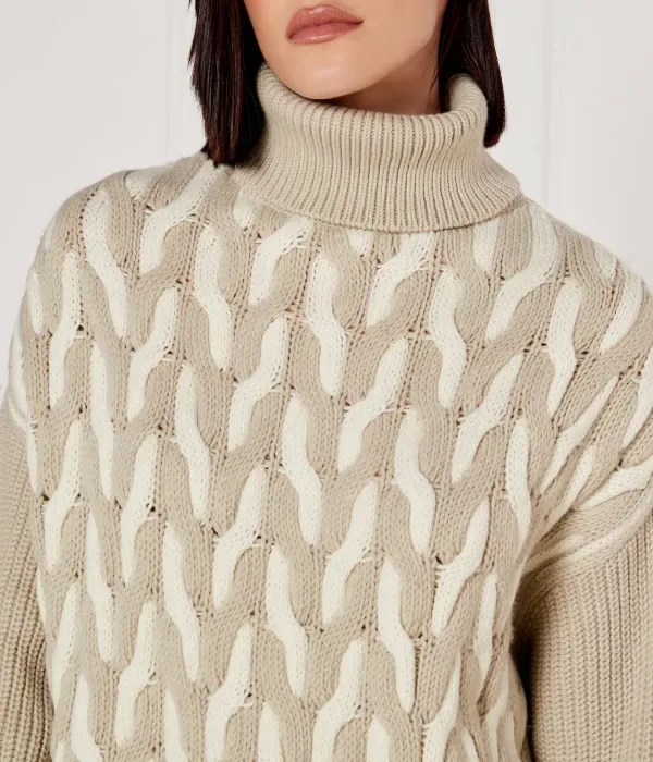 Шерстяная водолазка Ferdolia regular fit Boss, бежевый — фото 4