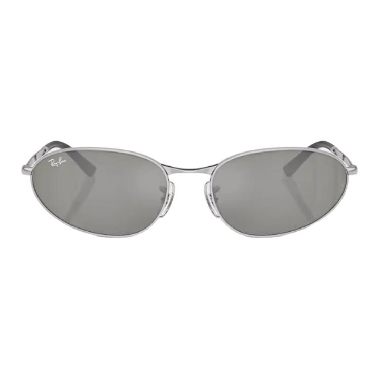 

RayBan Солнцезащитные очки Ray Ban RB3734 с овальной оправой, Silver Frame Silver Mirror Finish Green Lens