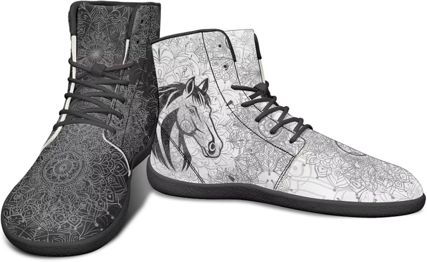 

Мужские ультрагибкие кроссовки с анималистическим принтом, высокие, на резиновой подошве, черно-белые, с мандалой, для бега Watdotory