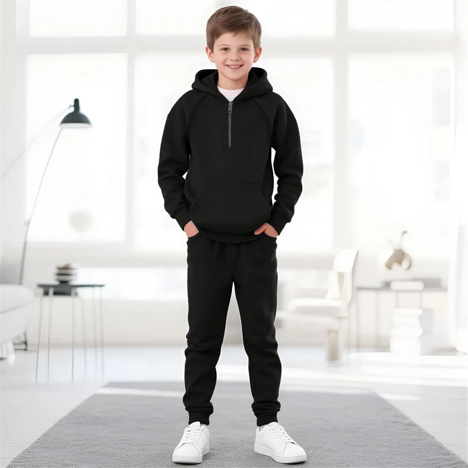 Детский спортивный костюм флисовый Generic, 2 предмета, Black — фото 3