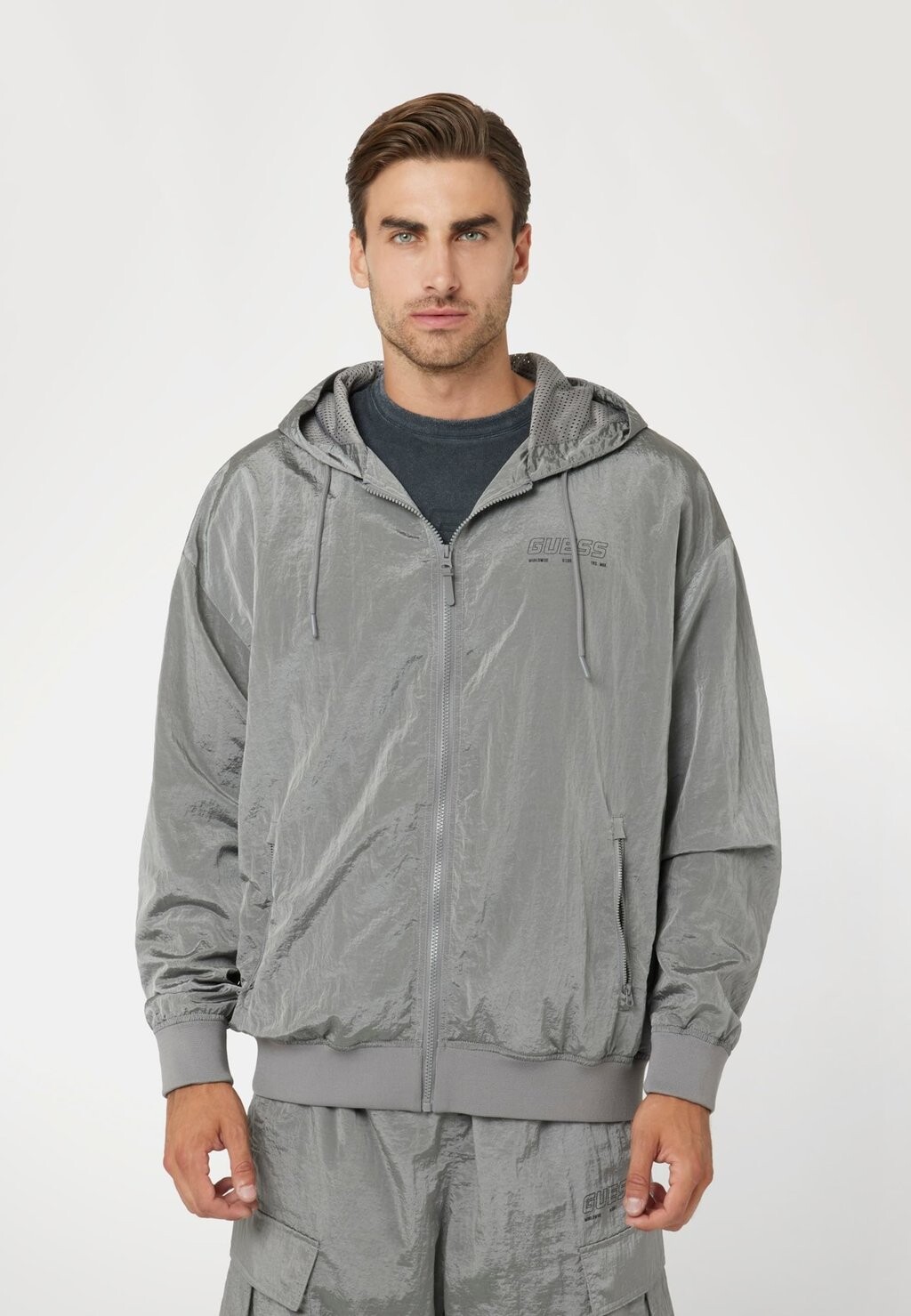 

Толстовка с капюшоном EFFETTO STROPICCIATO Guess, серый