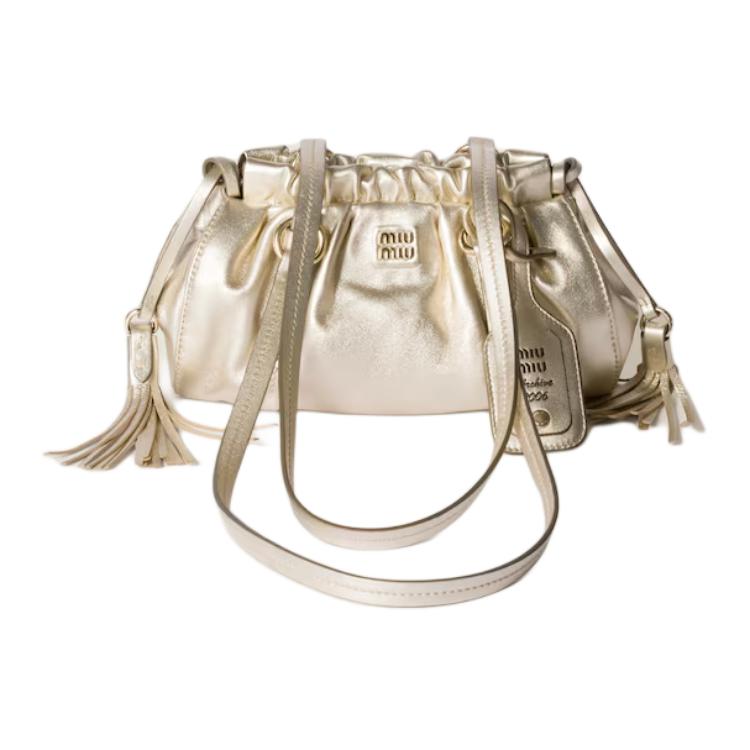 

Мини-сумка через плечо из овчины для женщин цвет Pyrite MIU MIU, Set (Bag+Dust Bag)