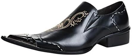 

Мужские туфли Santimon Loafers с острым носком, вестерн-вышивкой и кожей, черный