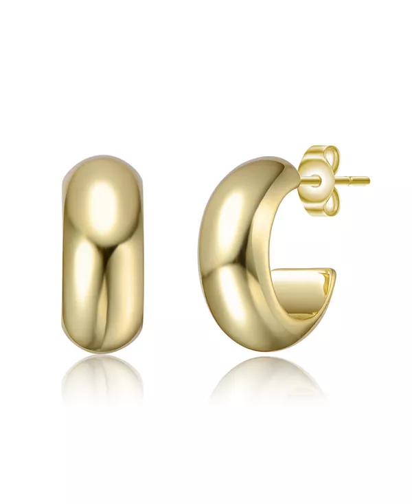 

Классические трубчатые серьги-кольца с покрытием из белого золота или 14-каратного золота Rachel Glauber, gold