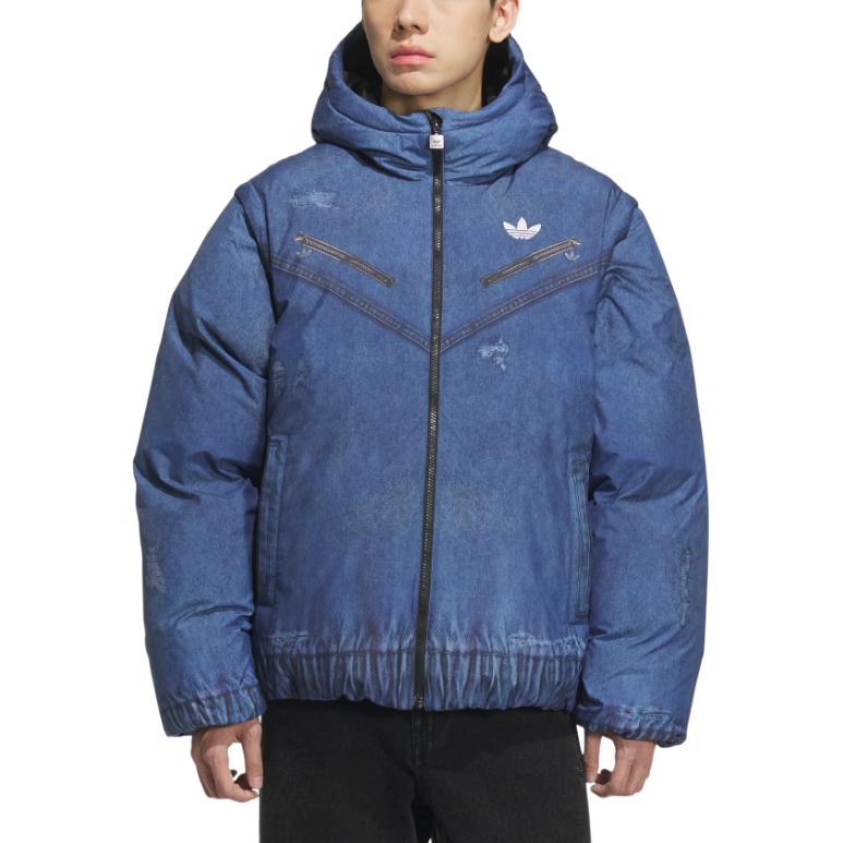 Куртка пуховая fw25 fk denim down jkt мужская Adidas Originals, темно-синий/серый/белый — фото 3