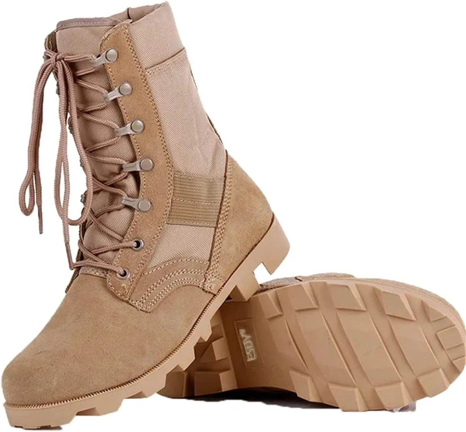 Мужские высокие армейские тактические ботинки Alloaone из канвы и ПУ, водонепроницаемые, дышащие, для джунглей и активного отдыха на открытом воздухе, черный — фото 3