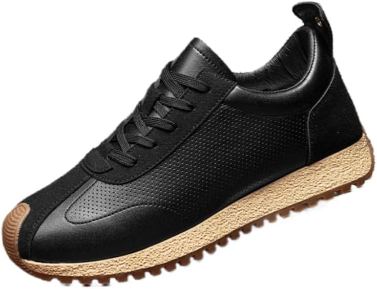 

Мужские повседневные спортивные кроссовки с толстой подошвой и шнуровкой- однотонный дизайн для повседневной и уличной носки Hoalox, черный