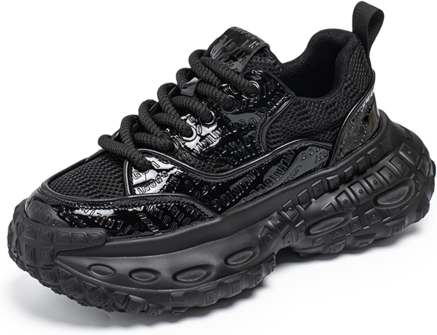 

Мужские массивные кроссовки для разных видов спорта - амортизирующая платформа, противовращающая стелька для тенниса, нескользящая подошва - идеально для бега, занятий в зале и прогулок в течение всего дня Kpdwfms, черный