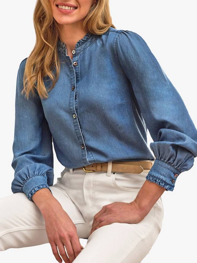 

Джинсовая блузка с рюшами Pure Collection, Denim