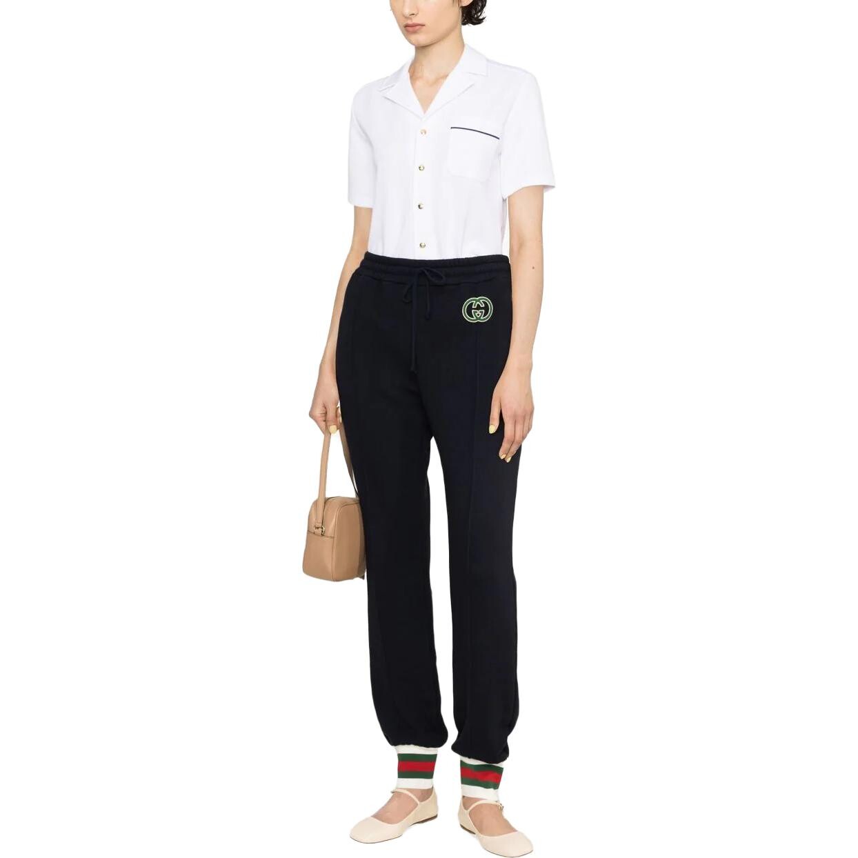 Штаны спортивные женские Gucci Logo-embroidered Web-stripe, черный — фото 2