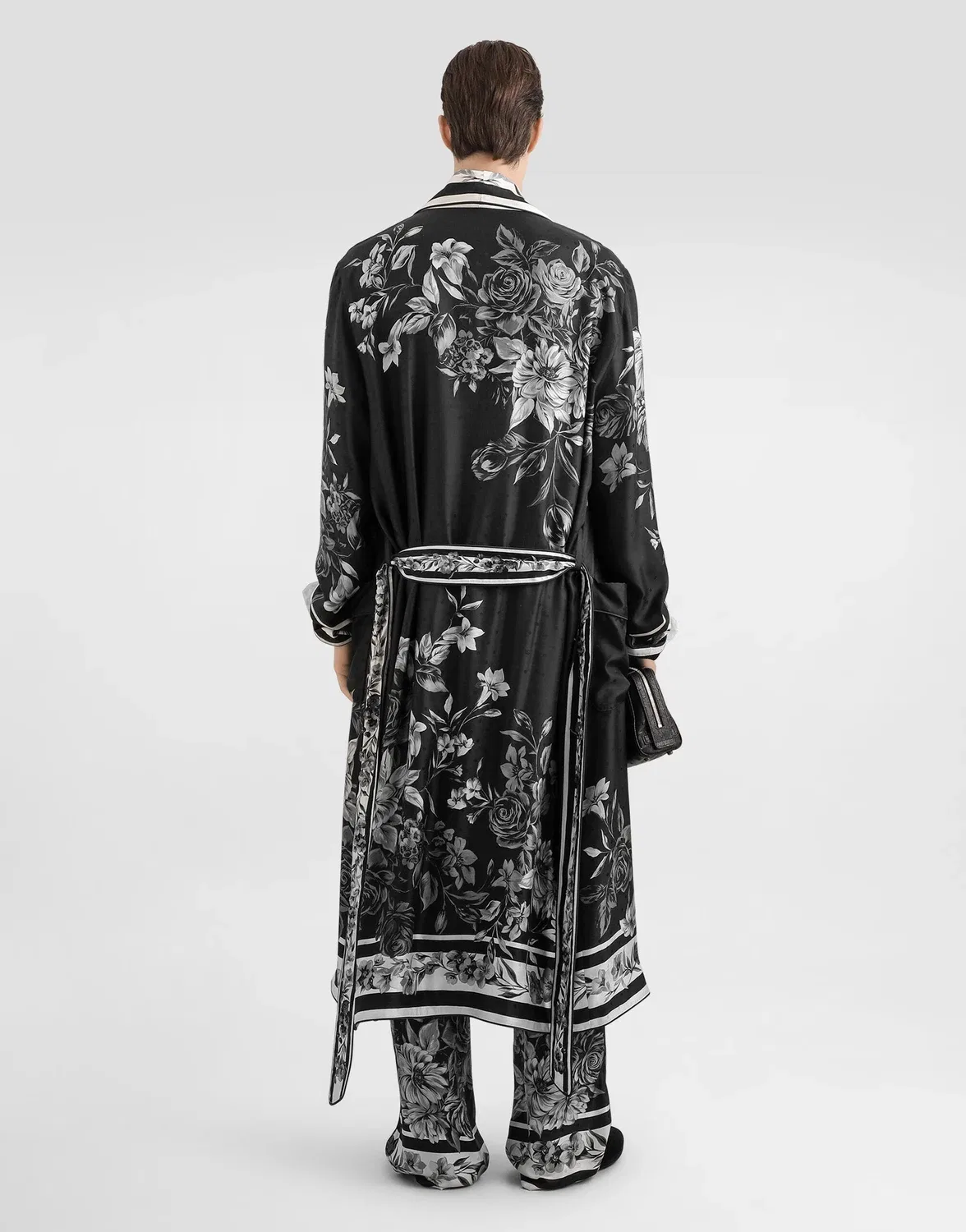 Халат из жаккардовой твиловой ткани с принтом "букет цветов" DOLCE & GABBANA, мультиколор — фото 3