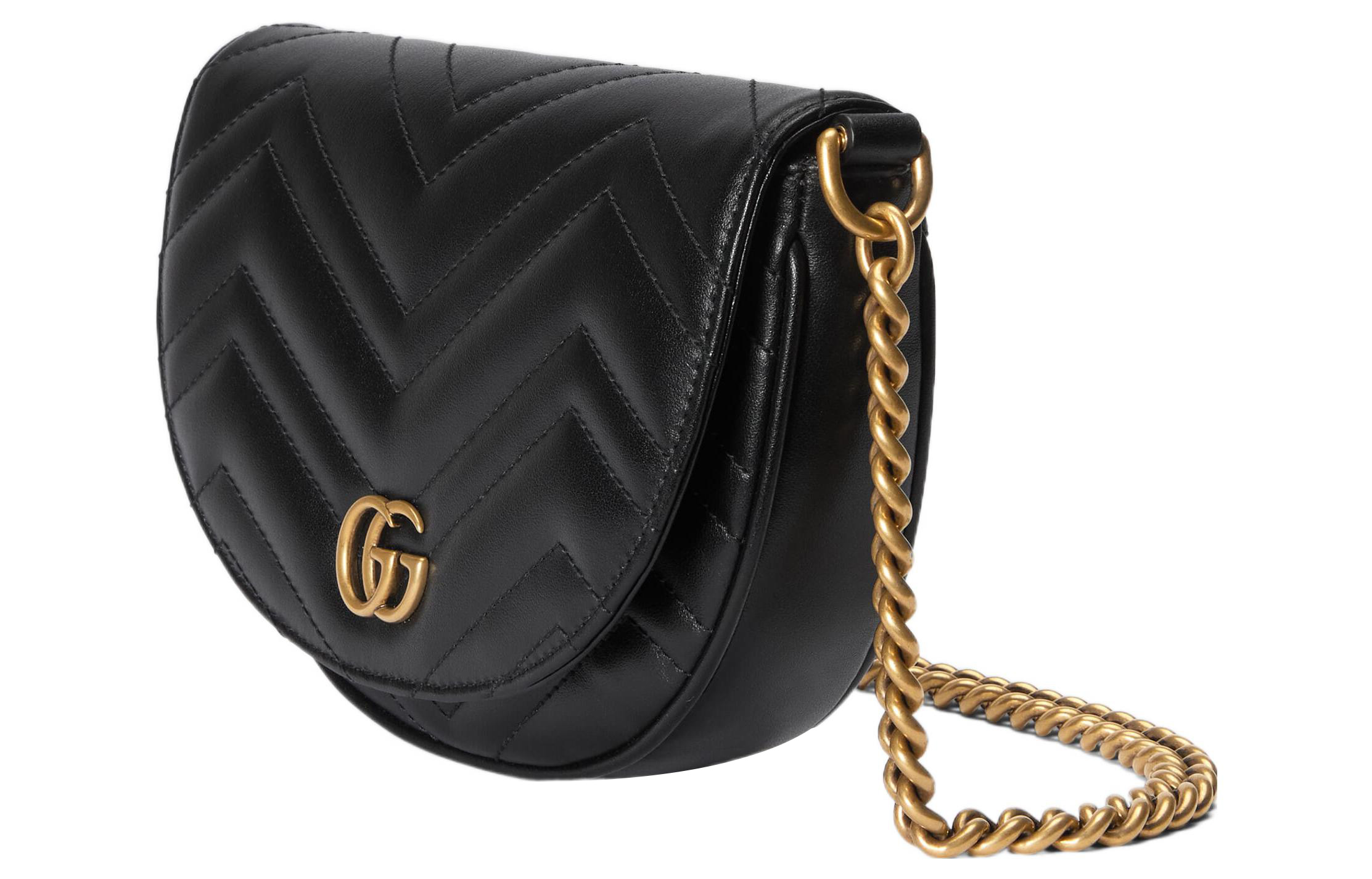 Мини-сумка Gucci Marmont Quilting на цепочке, черная — фото 3