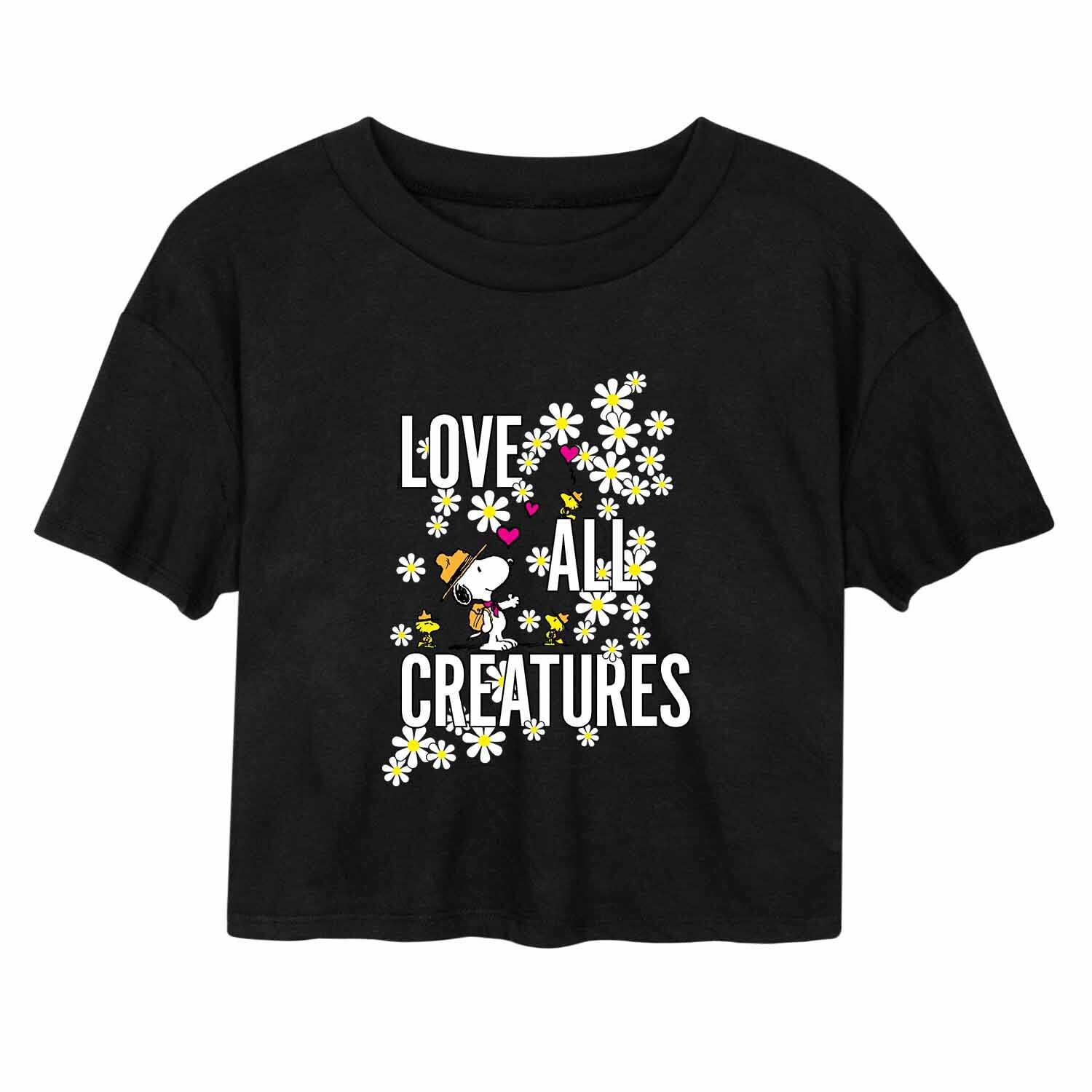 

Укороченная футболка Juniors' Peanuts "Love All Creatures" Licensed Character