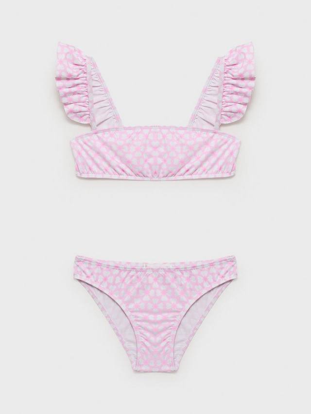 

Детский бикини с цветочным принтом и рюшами Mango, Pink