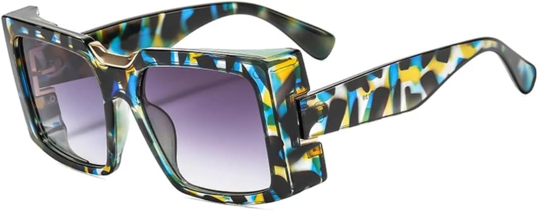 

Модные панк-солнцезащитные очки в большой квадратной оправе для женщин, хип-хоп, для мужчин, для активного отдыха, защита от УФ-излучения UV400 TVTBBVV, Flower Gradient Gray