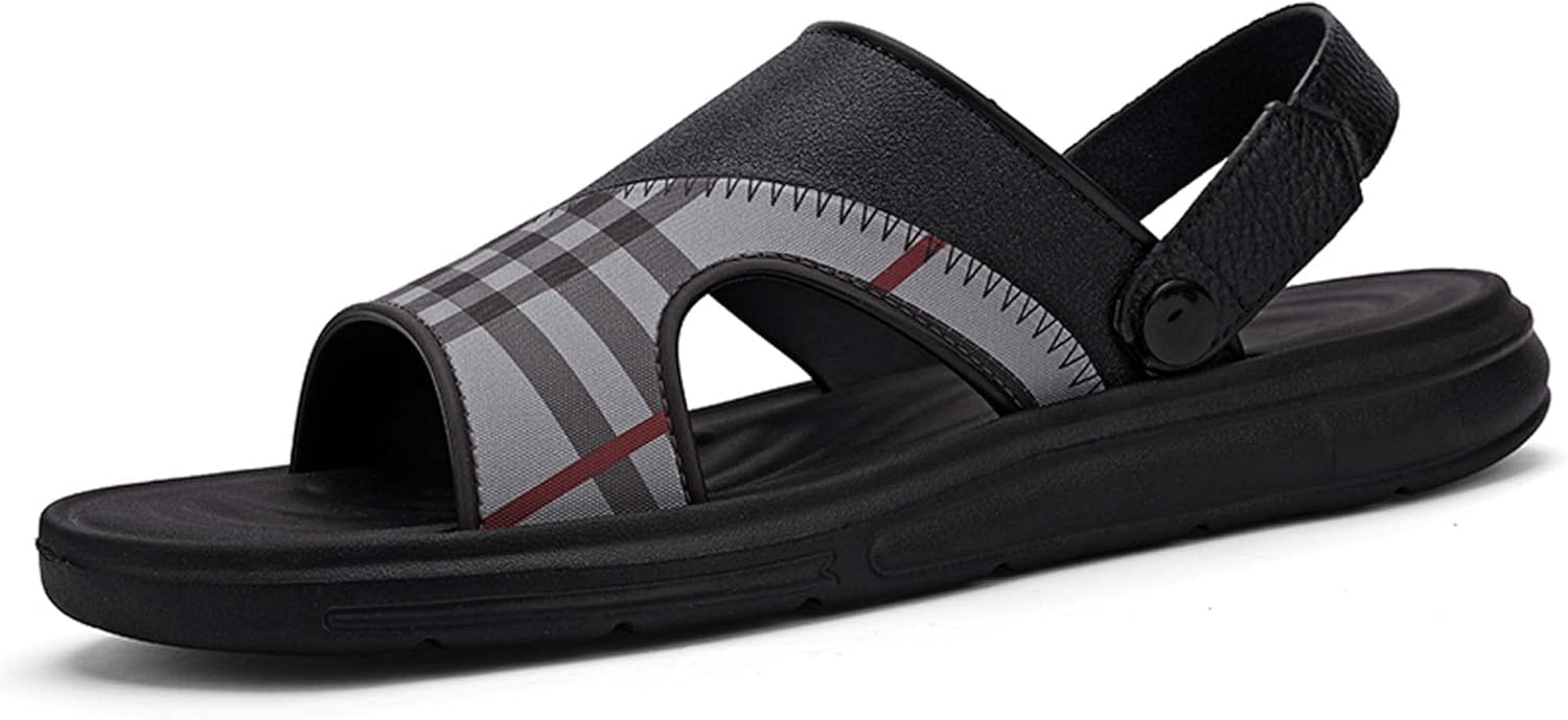 

Мужские сандалии тапочки пляжные сандалии мягкая подошва двойного назначения для наружного использования антискользящие дышащие удобные мягкие легкие Generic, черный