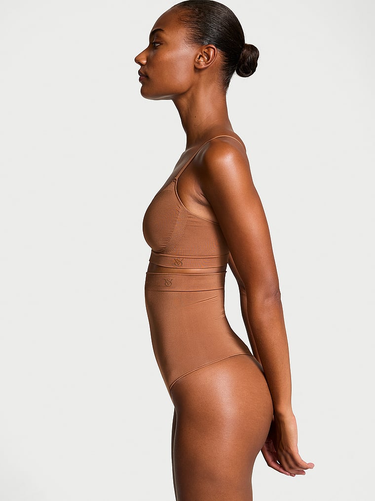 Корректирующее белье от Victoria Seamlessshaping, трусики-стринги с высокой талией Victoria'S Secret, коричневый — фото 3