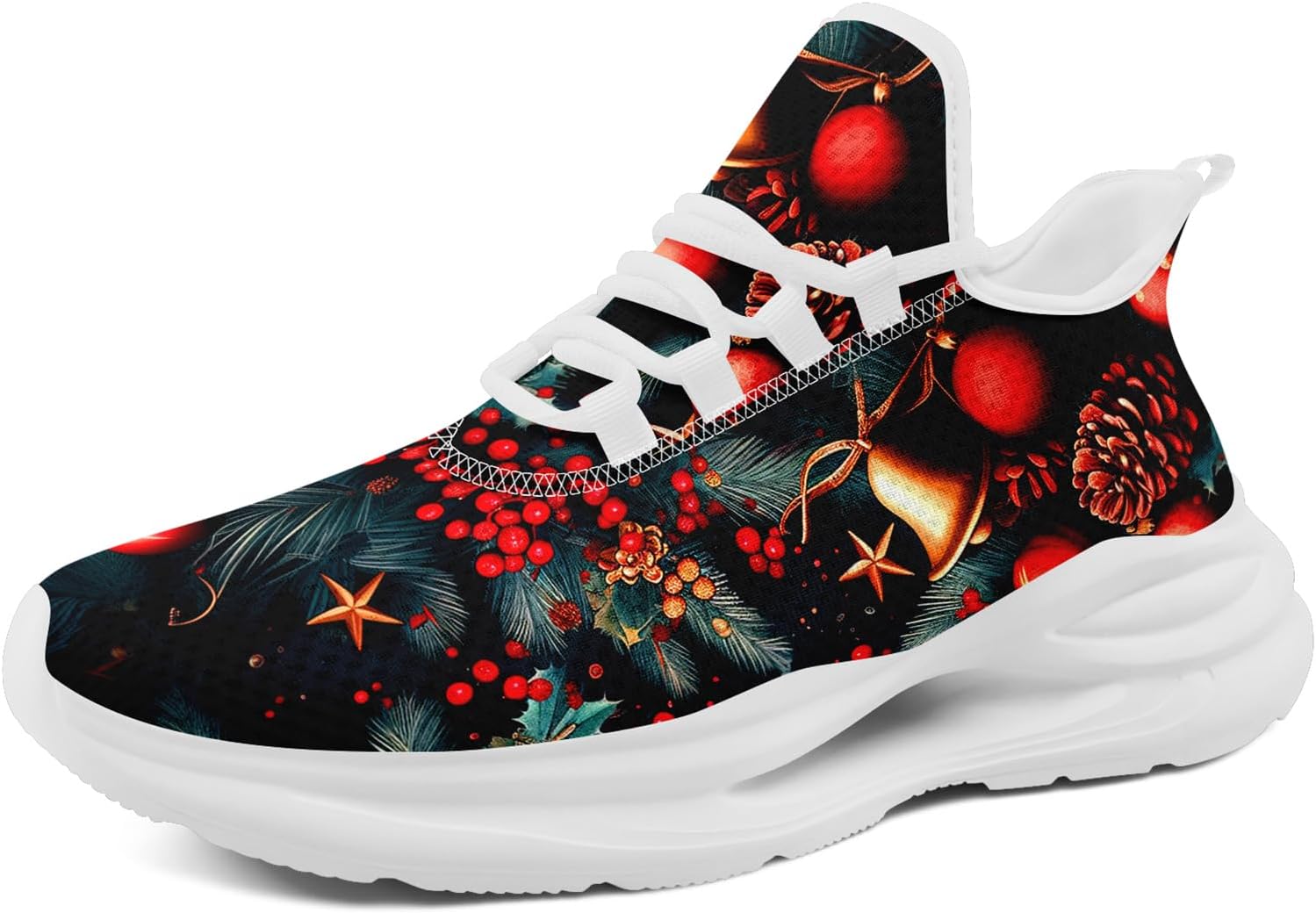 

Рождественские кроссовки для женщин и мужчин, легкие, дышащие, модные спортивные кроссовки для бега и тренажерного зала с принтом Санты Awsole, белый/черный/красный/зеленый/темно-зеленый