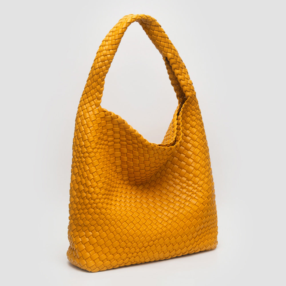 

Искусственная кожаная плетеная сумка-хобо с мешочком FASHNZFAB, Mustard