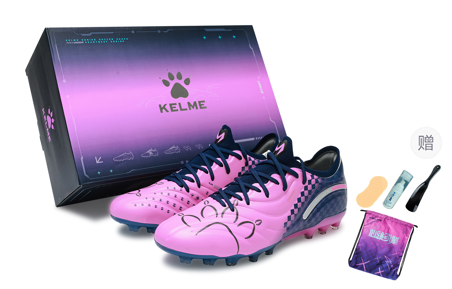 

KELME Master 2.0 футбольные бутсы Unisex с амортизацией, устойчивостью к истиранию и упругими свойствами Dark Blue Neon Pink