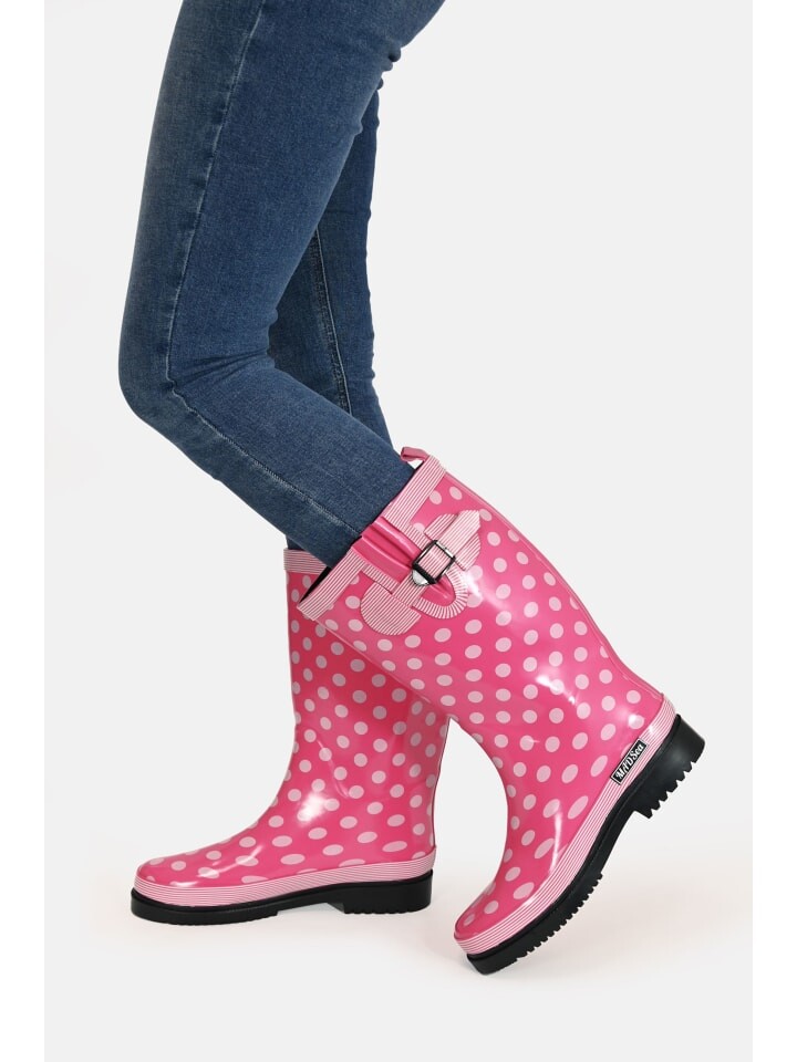 Резиновые сапоги MADSea Gummistiefel Ocean High Langschaft, цвет Pink mit weißen Punkten — фото 3