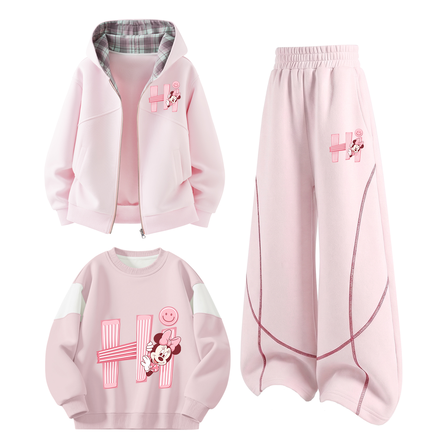 Детский спортивный комплект Casual из 3 предметов Disney, dihini k cherry blossom розовый+dihini k белый heather серый+dihini cherry blossom розовый — фото 4
