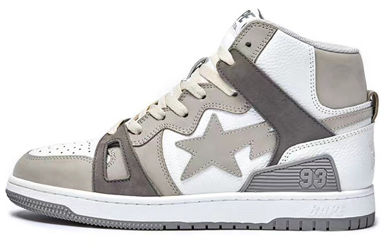 

Bape Стильные мужские кроссовки для скейтбординга с высоким верхом серые/белые A Bathing Ape, Белый, Bape Стильные мужские кроссовки для скейтбординга с высоким верхом серые/белые A Bathing Ape