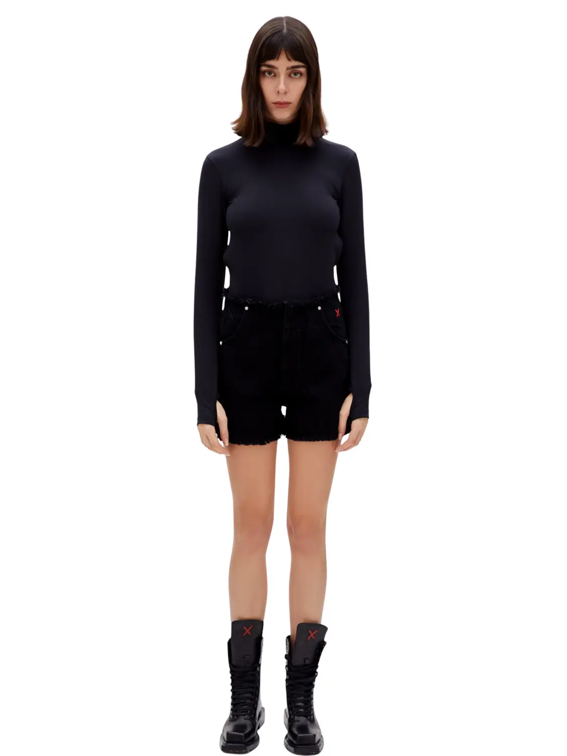 

Джинсовые шорты с высокой талией PCFG, черный