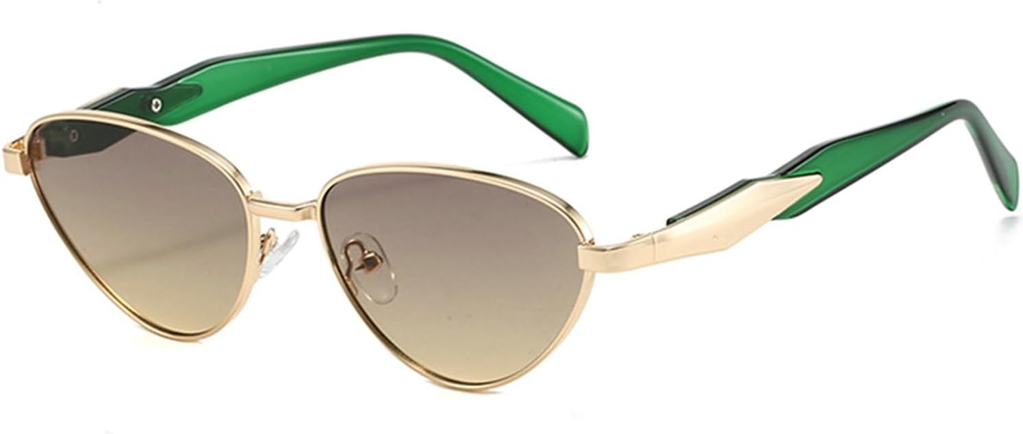 

Солнцезащитные очки Willochra в стиле ретро с металлическим треугольником для женщин и мужчин, узкие, тонкие, черные, милые, в форме кошачьего глаза, узкие S-образные, Green