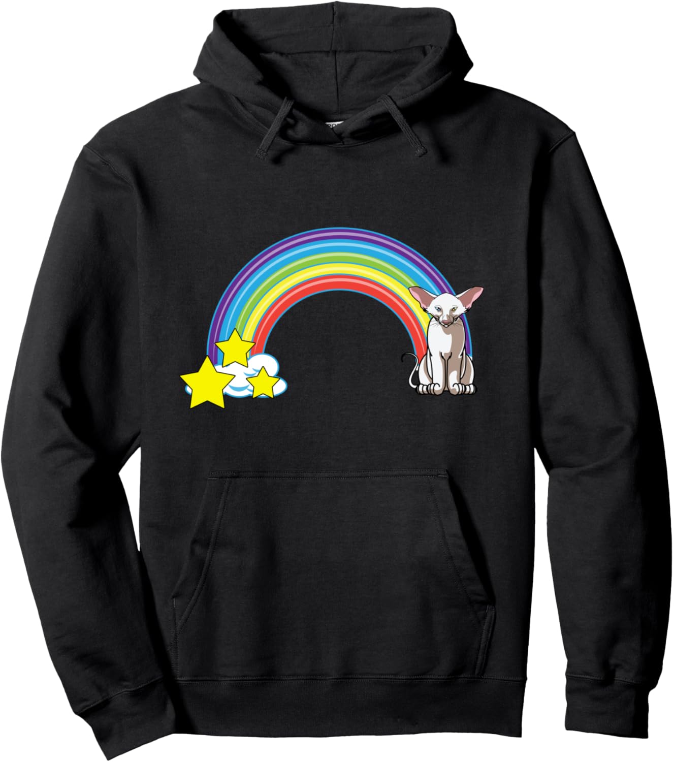 

Худи в стиле ретро с забавным изображением радужной восточной короткошерстной кошки Funny Oriental Shorthair Cat Lovers, черный