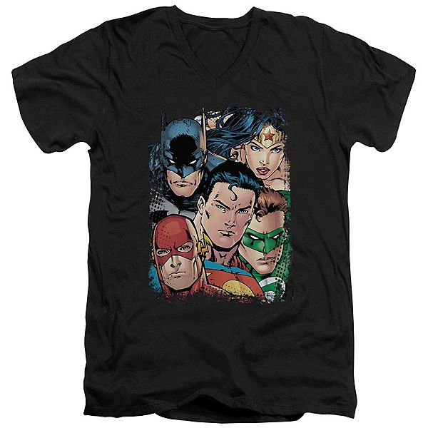 

Футболка v-neck adult justice league of america up close and personal Licensed Character