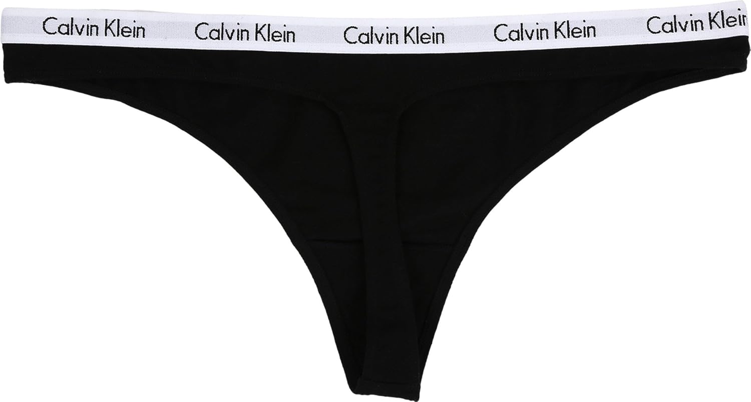 Женские трусики-стринги Calvin Klein Carousel Logo из хлопка и эластичного хлопка, упаковка, Black/White/Grey Heather — фото 2
