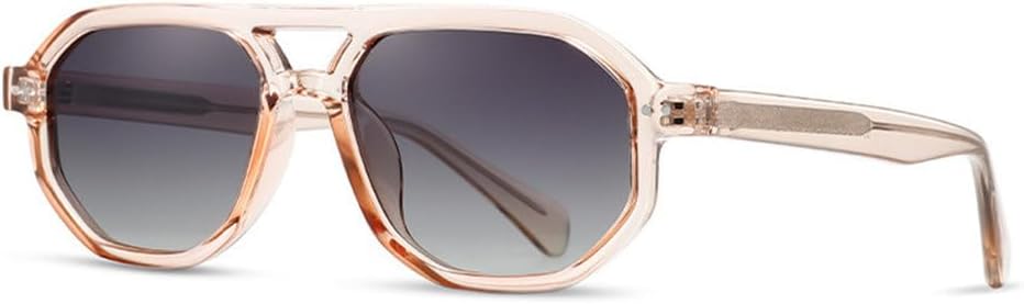 

Солнцезащитные очки MUTYNE Retro с двойной перемычкой, многоугольные, женские, модные, с градиентным покрытием, защита от УФ-излучения UV400, мужские, с заклепками, Champagne Grey