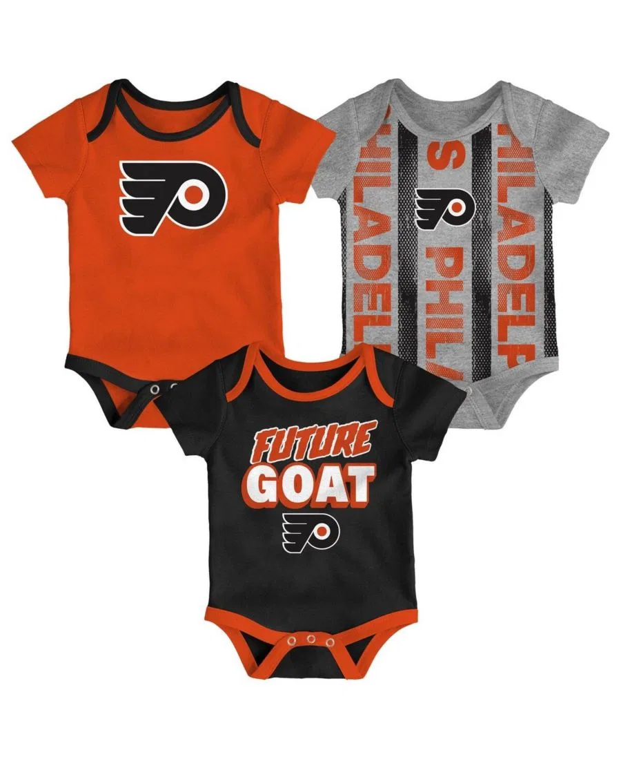 Комплект из 3 бодиков "Philadelphia Flyers Loyal Buddies" для мальчиков и девочек Outerstuff, оранжевый